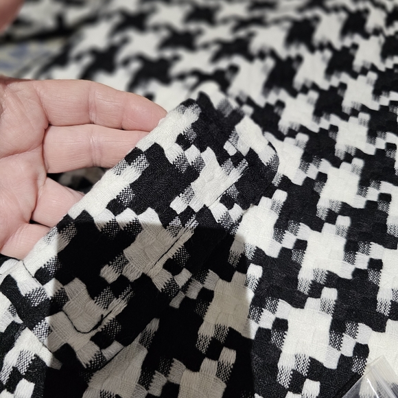 Multiples Brand - Black and White Houndstooth Pea Coat, Size L - Picture 5 of 9